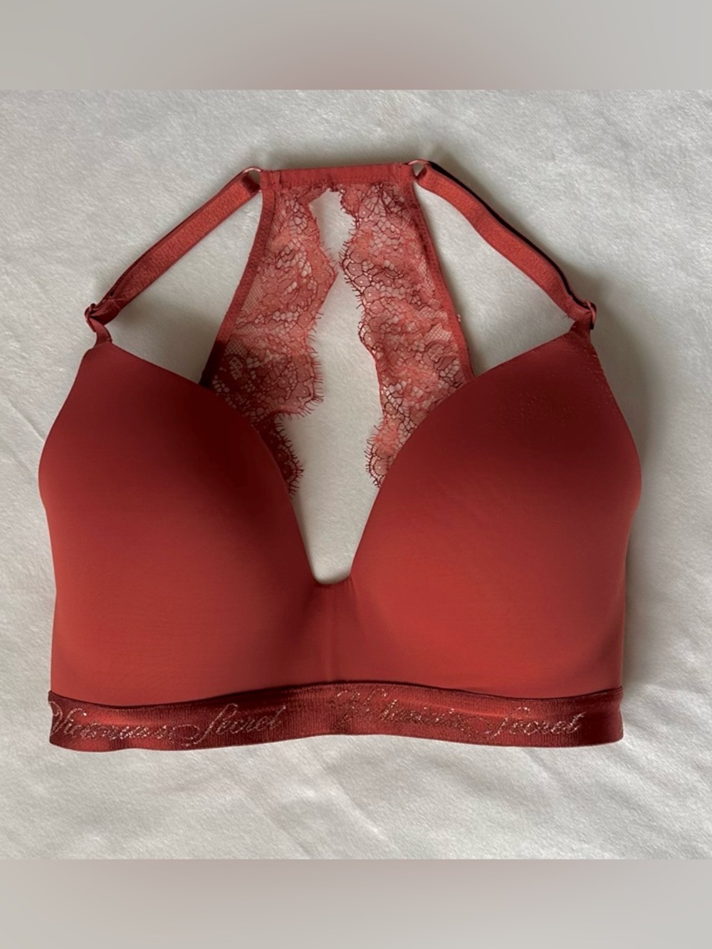 Victoria's Secret Lace-Back Wireless Bra in Rust Red